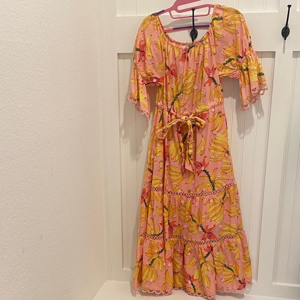 FARM Rio Pink and Yellow Floral Maxi Dress